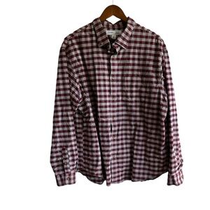 Men's Red & Grey Plaid Button Down Shirt